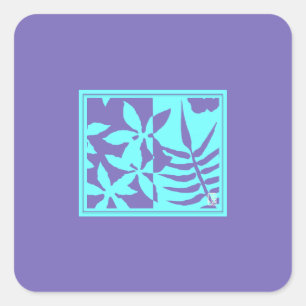 Löv Motif Square Stickers Fyrkantigt Klistermärke