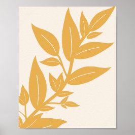 Löv Mustard Gult och Cream White Botanical Poster