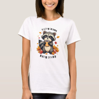 Löv och ångest - Cute Raccoon med kaffe T Shirt