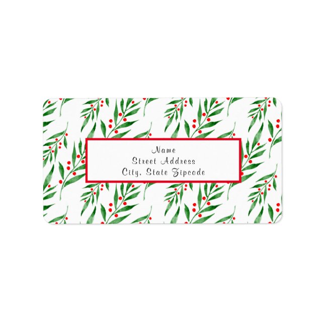 Löv och Berries Mönster Adressetikett (Framsidan)
