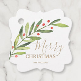 Löv och Berries på God jul Bracket Gåvor Etiketter