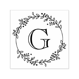 Löv och Berries Round WAN Ram #1 Initial Självfärgande Stämpel