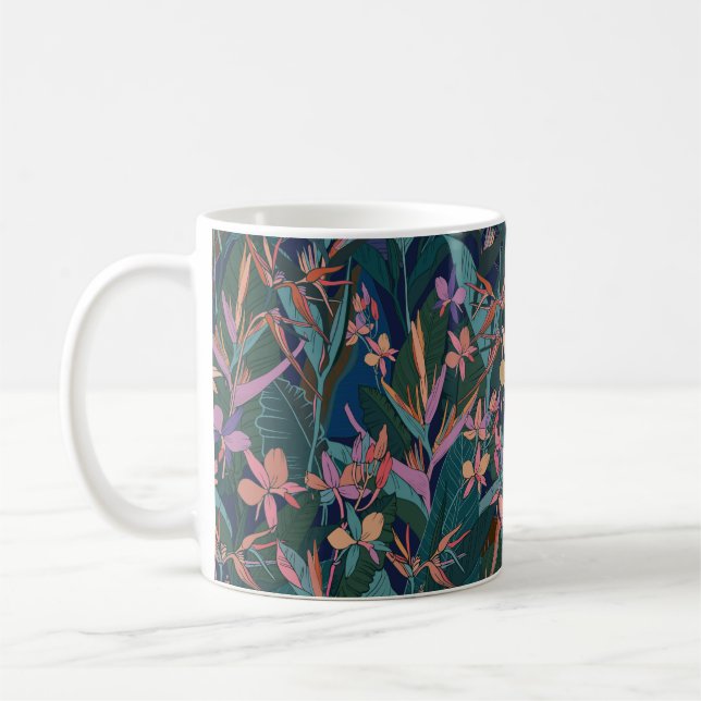 Löv och blommor, hand d kaffemugg (Vänster)