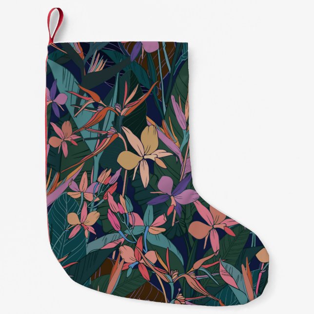 Löv och blommor, hand d liten julstrumpa (Framsidan)