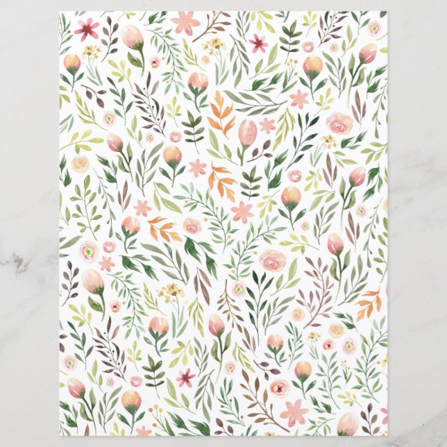 Löv och blommor i Böhmen Watercolor (Framsida)