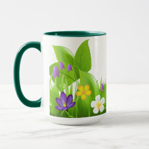 Löv och blommor mugg