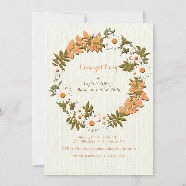 Löv och blommor Utandningsinbjudan Inbjudningar (Framsida)