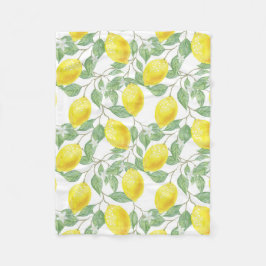 Löv och citroner Mönster Fleecefilt