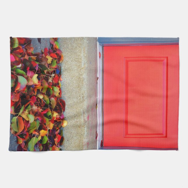 Löv och dörr kökshandduk (Horisontell)