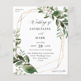 Löv och eukalyptus Guld Bröllop Flygblad