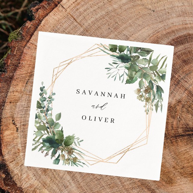 Löv och eukalyptus Guld Namn 2 Pappersservett (Skapare uppladdad)