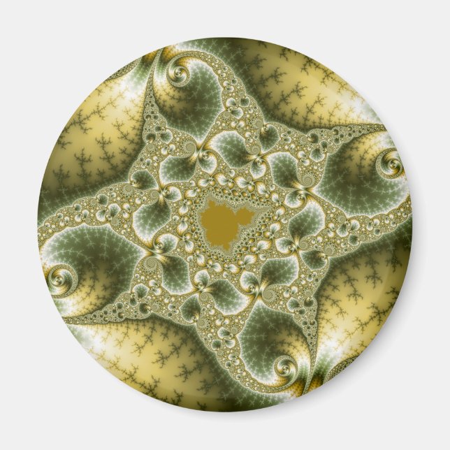 Löv och Guld - Fractal Art Magnet (Framsidan)