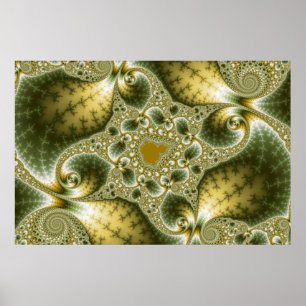 Löv och Guld - Fractal Art Poster