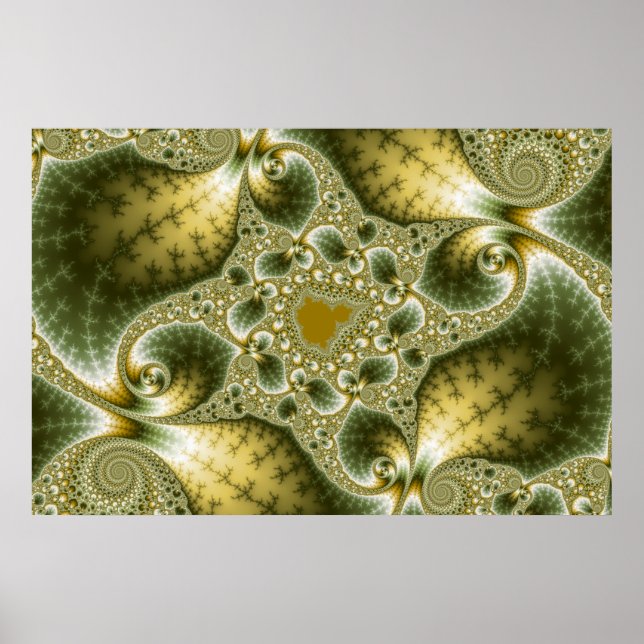Löv och Guld - Fractal Art Poster (Framsidan)
