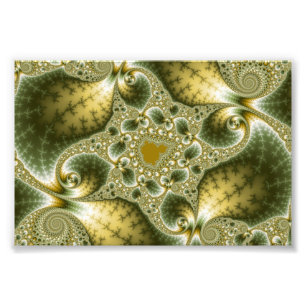 Löv och guld - Fractalkonst Fototryck