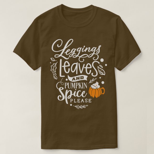 Löv och höstfällor med pumpor t shirt (Design framsida)