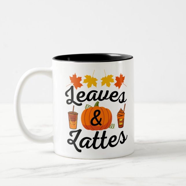 Löv Och Latte Höst Autumn Två-Tonad Mugg (Vänster)