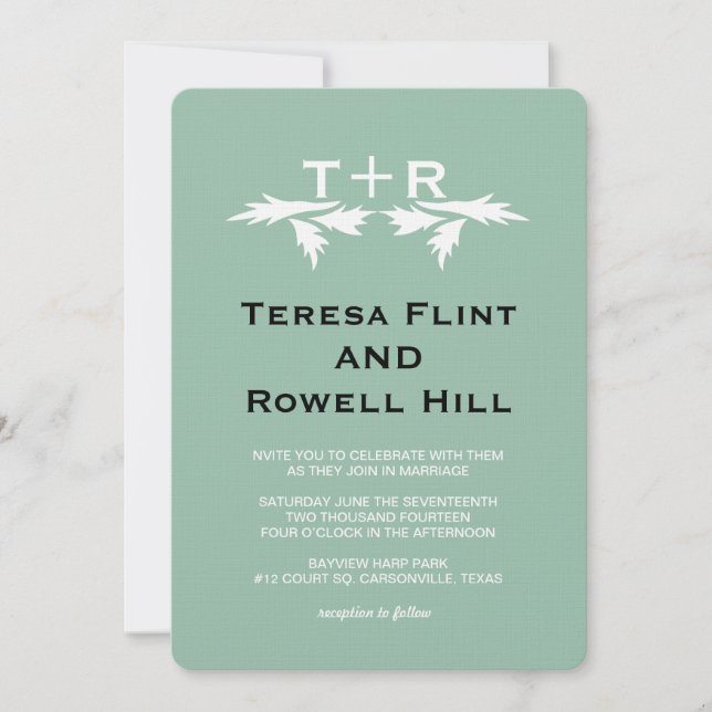 löv och monogram inbjudningar (Framsida)