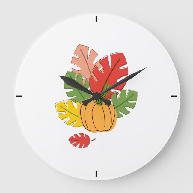 Löv och Pumpkin Stor Klocka (Framsida)