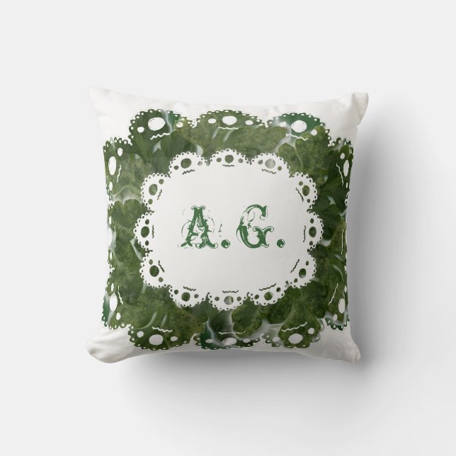 Löv och Snöre Monogramm Pillow Kudde (Framsida)