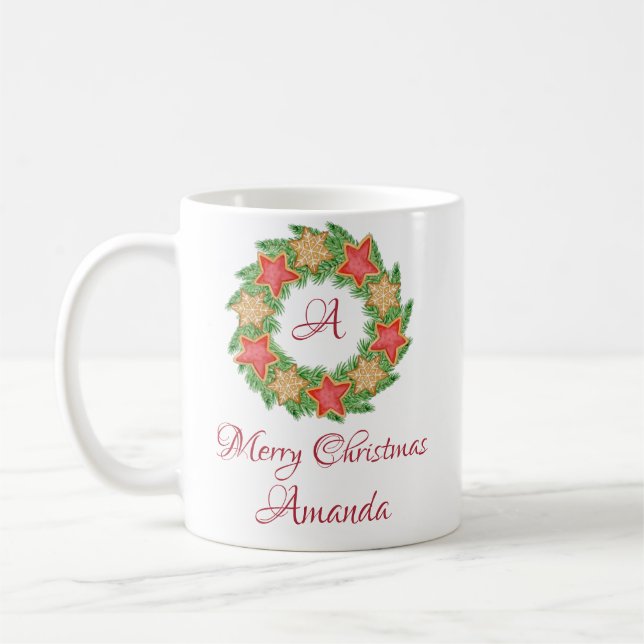 Löv och stjärnkakor, jultomater kaffemugg (Vänster)