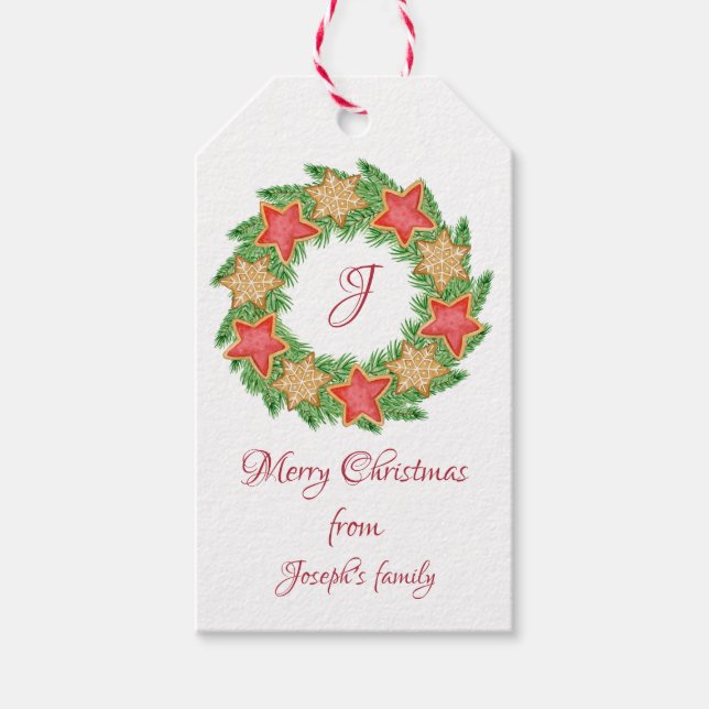 Löv och stjärnkakor, jultomater presentetikett (Framsidan)