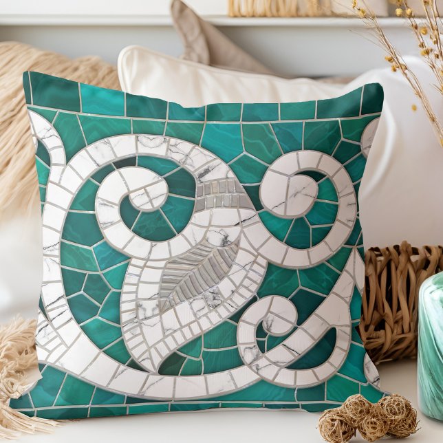 Löv och Swirl Marble Mosaic Art - Kudde (Skapare uppladdad)