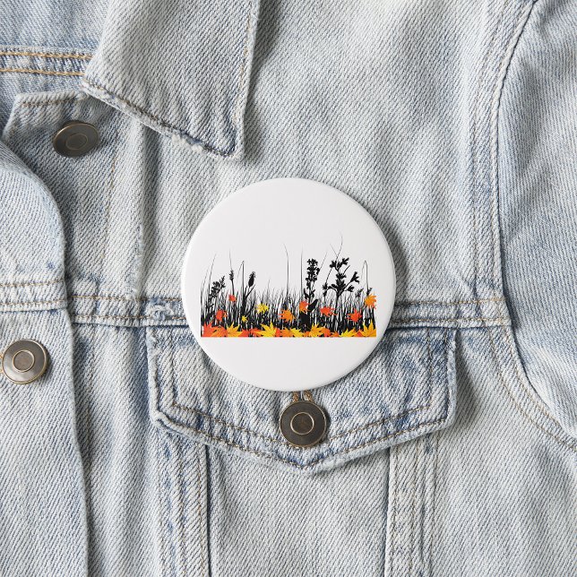 Löv och Vild Grass Silhouette för hösten Knapp (Skapare uppladdad)