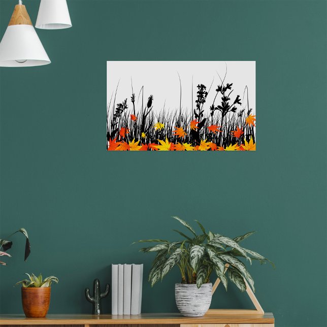 Löv och Vild Grass Silhouette för hösten Poster (Skapare uppladdad)