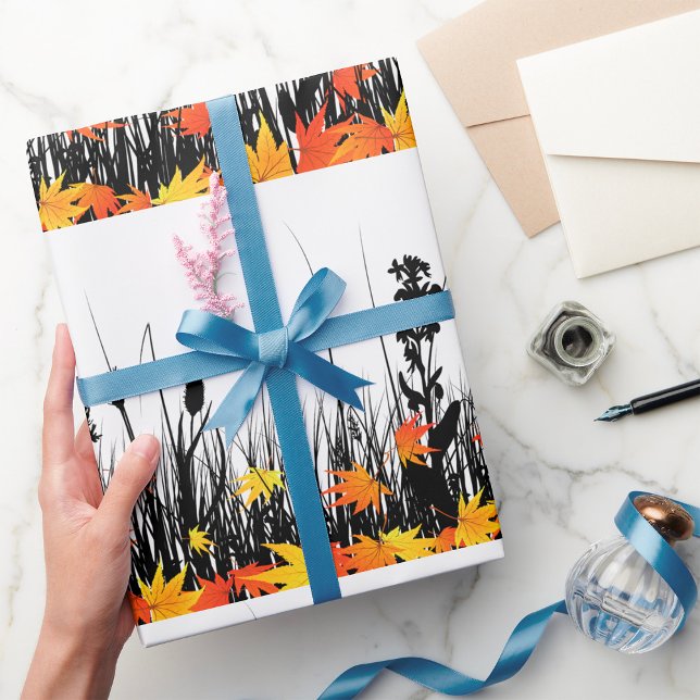 Löv och Vild Grass Silhouette för hösten Presentpapper (Skapare uppladdad)