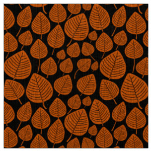 Löv - Orange på svart Tyg
