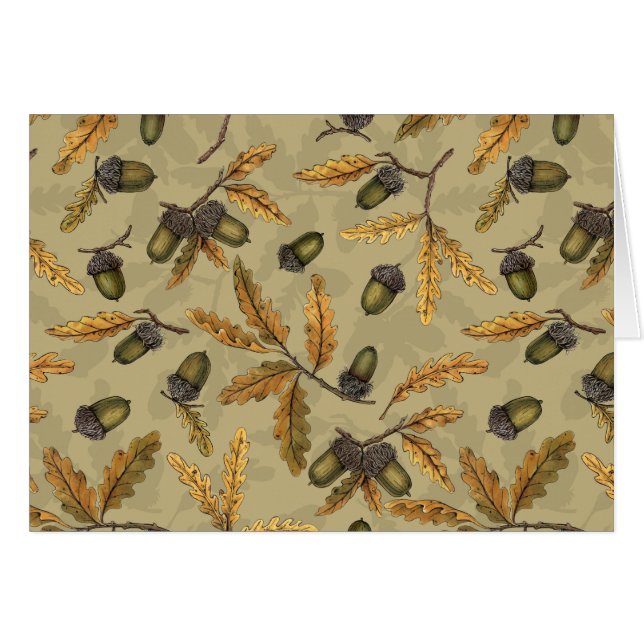 Löv på ekru hälsningskort (Framsidan Horizontal)