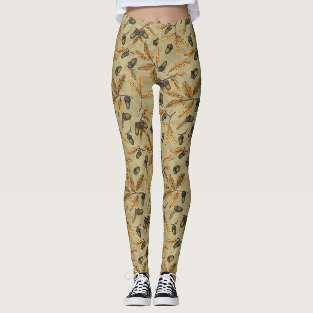 Löv på ekru leggings (Framsida)