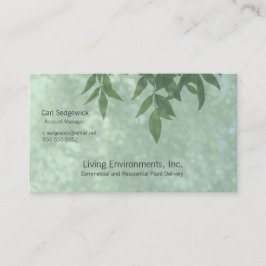 Löv på grönt visitkort