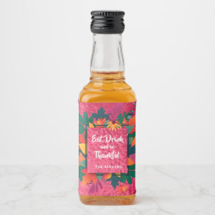 Löv på Thanksgivingen Höst på Shock rosa Spritflaskor Etikett