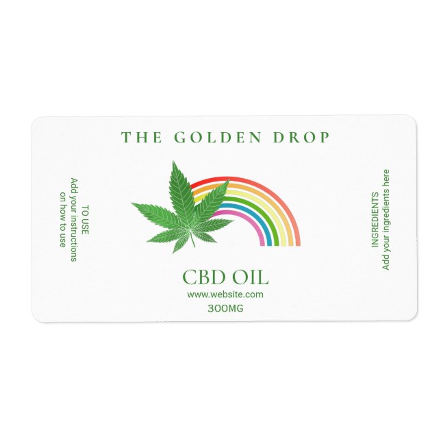 Löv Rainbow White CBD Oil Labels Fraktsedel (Framsidan)