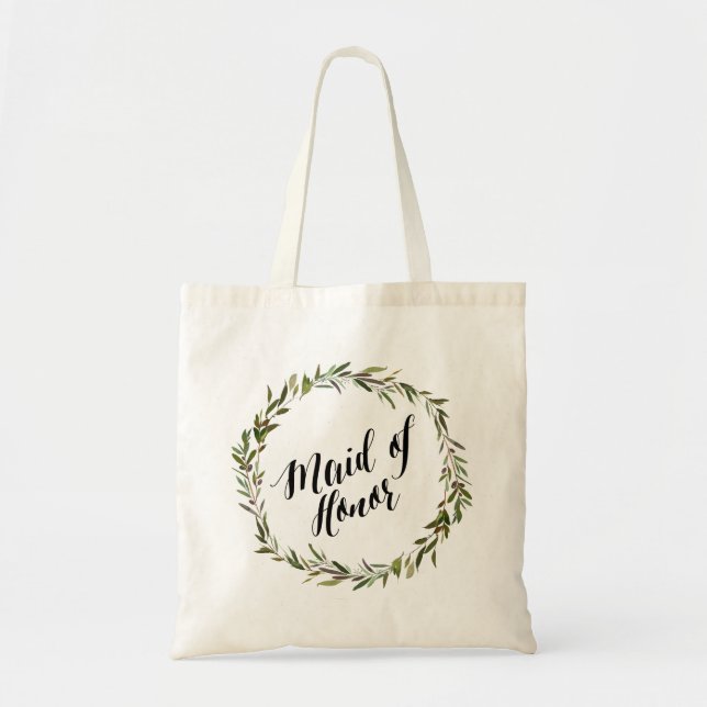 Löv Script Tote | MAID OF HONOR Tygkasse (Framsidan)