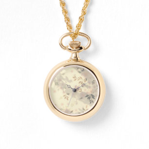 Löv, Shadows och Little Flowers Necklace Watch Armbandsur