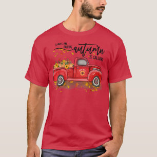 Löv sjunker hösten, hösten röd t shirt