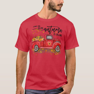 Löv sjunker hösten, hösten röd t shirt