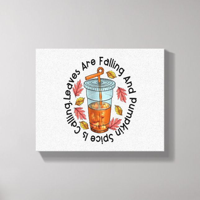 Löv sjunker och Pumpkin Spice ringer Canvastryck (Framsida)