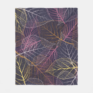 Löv skelett sömlöst mönster, bakgrund med kol fleecefilt