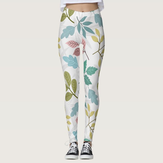 Löv sömlös mönster leggings (Framsida)