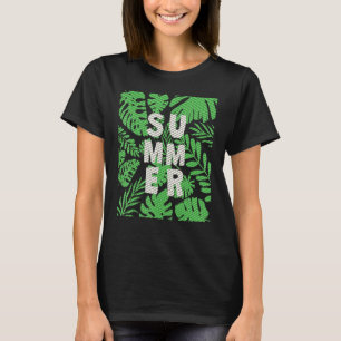 Löv sommartid i Grönten Retro Stil T Shirt