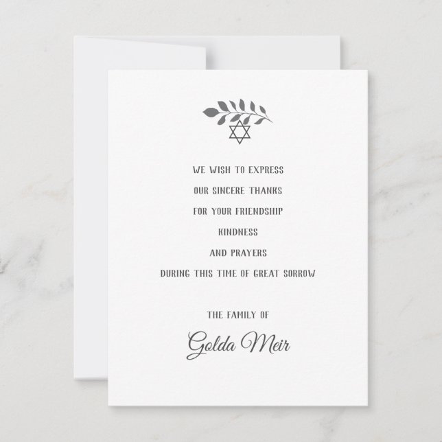 Löv Star av David Jewish Sympathy Cards OSA Kort (Framsida)