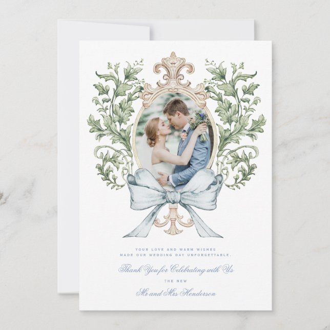 Löv Vapensköld med tackkort Spara Datumet (Framsida)