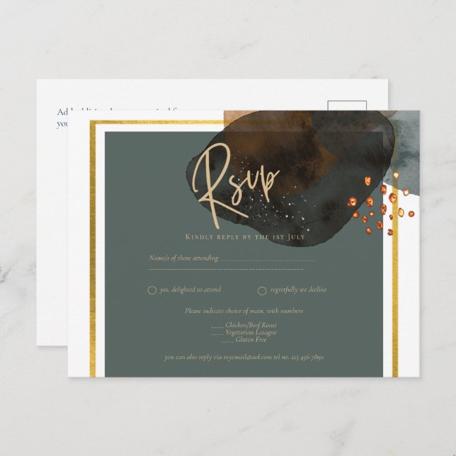 LÖV VÄRLDSKA TONER BRÖLLOPSINVITATION QR-kod Vykort (Fram/baksida)