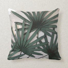 Löv vattenfärg två sidor mörk grönt och grått kudde