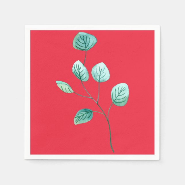 Löv vattenfärgsformat pappersservett (Framsidan)