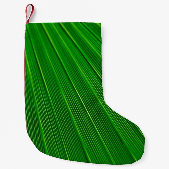 Löv, växtbakgrund handflatan grönt liten julstrumpa (Framsidan)